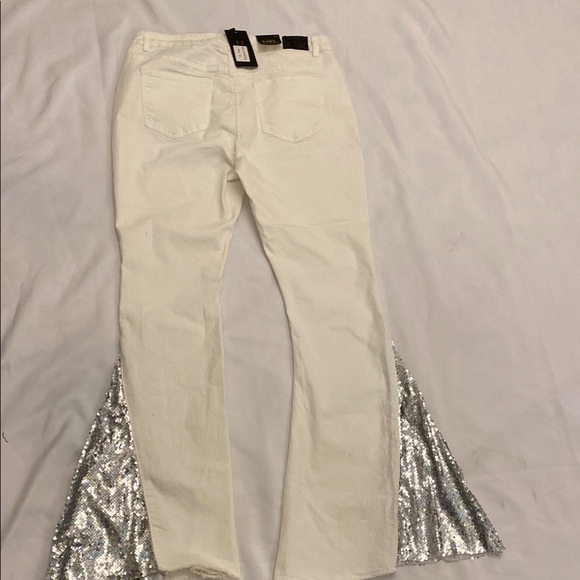 L&B white sequin flare jeans. Size 12 NWT - Picture 12 of 16
